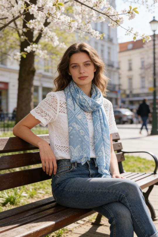 Foulards Accessoires Bleu M&P ACCESSOIRES C283 Efashion Paris