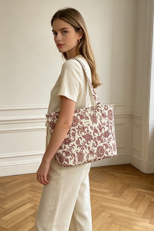 Cabas Maroquinerie Rose M&P ACCESSOIRES PL2424 Efashion Paris