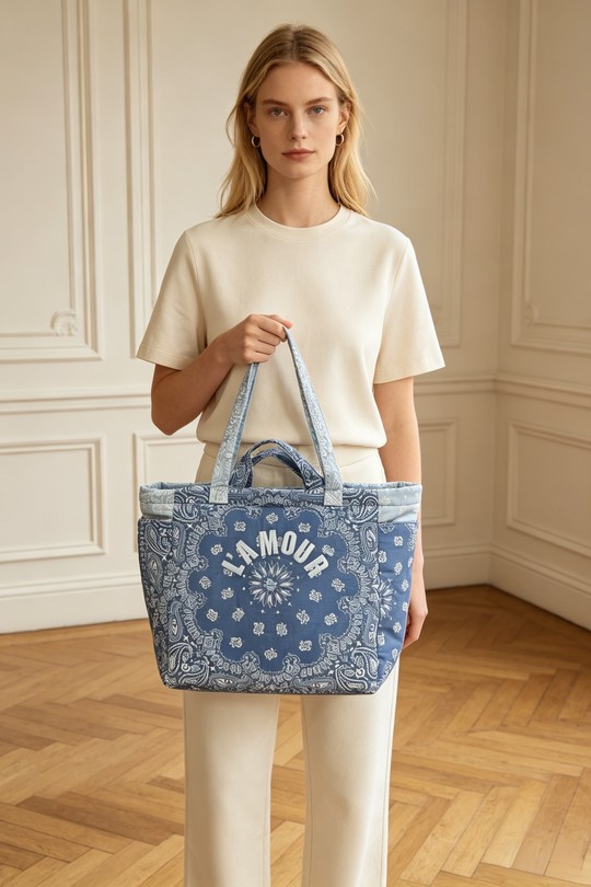 Cabas Maroquinerie Bleu M&P ACCESSOIRES PL1639 Efashion Paris