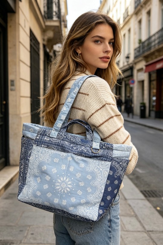 Cabas Maroquinerie Bleu M&P ACCESSOIRES PL1639 Efashion Paris