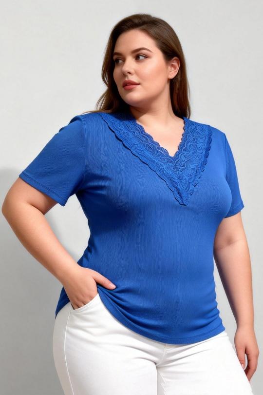 T-shirts Femme Bleu roi D&L CREATION BSQ6285 Efashion Paris