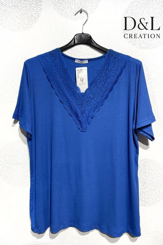 T-shirts Femme Bleu roi D&L CREATION BSQ6285 Efashion Paris