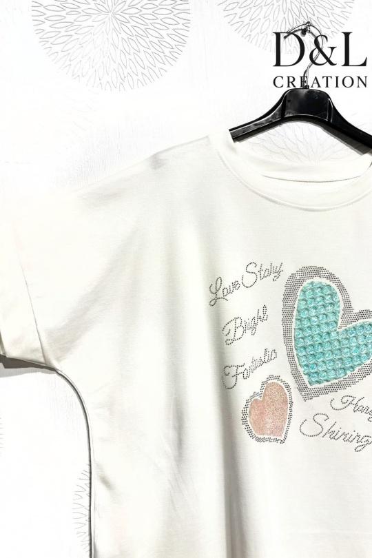 T-shirts Femme Bleu ciel D&L CREATION CSJ2812 Efashion Paris