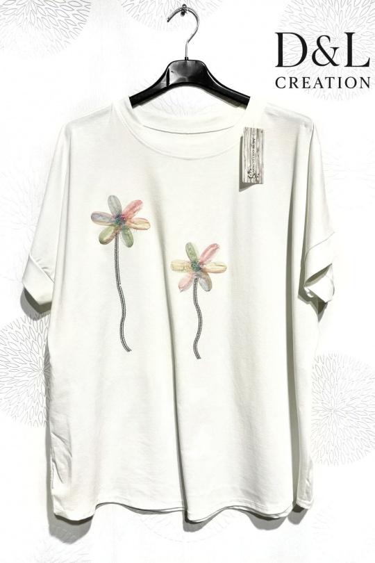 T-shirts Femme Bleu ciel D&L CREATION CSJ2812 Efashion Paris