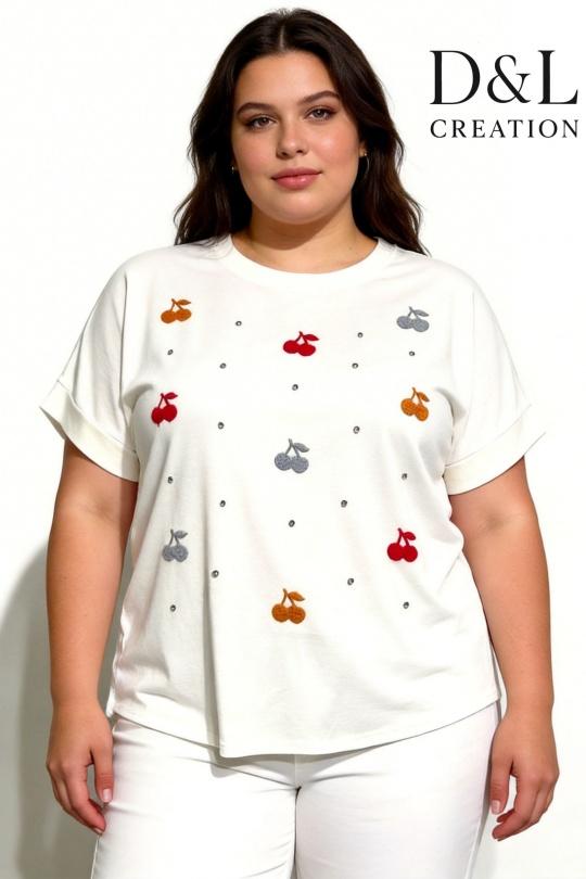 T-shirts Femme Bleu ciel D&L CREATION CSJ2812 Efashion Paris