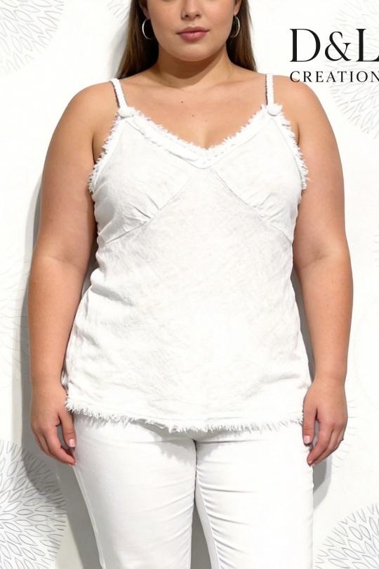 Tops Femme Blanc D&L CREATION L25608 Efashion Paris