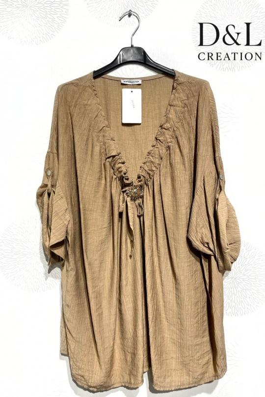 Tuniques Femme Kaki D&L CREATION ML26122 Efashion Paris