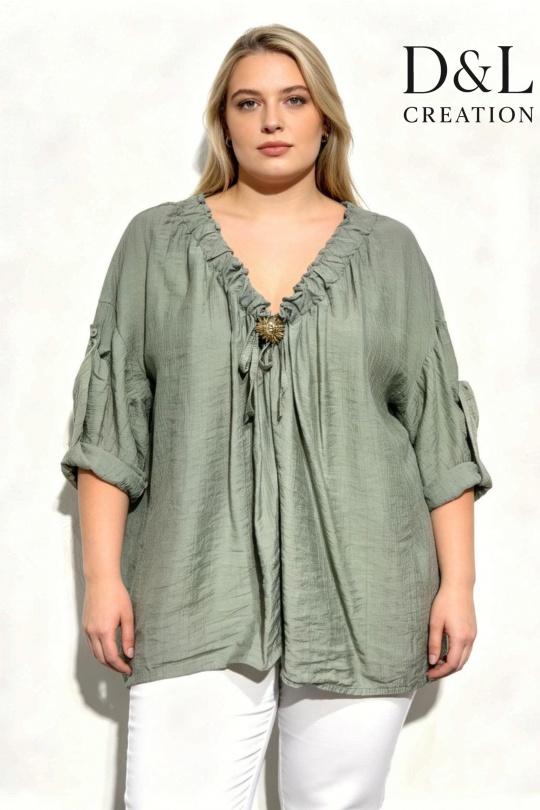 Tuniques Femme Kaki D&L CREATION ML26122 Efashion Paris