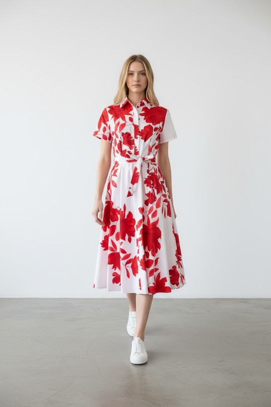 Midi dresses Women Red SWEET & EXCELLENT 116028-1 Efashion Paris