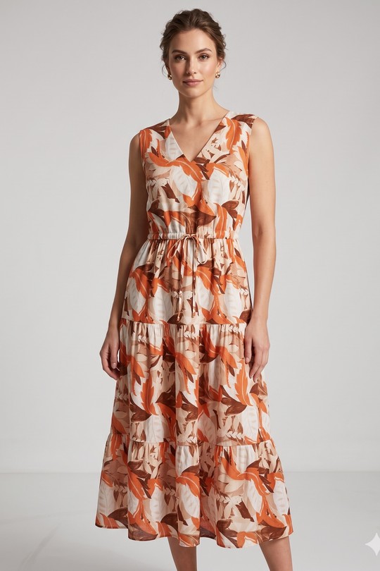 Robes mi-longues Femme Orange SWEET & EXCELLENT 335091 #c Efashion Paris
