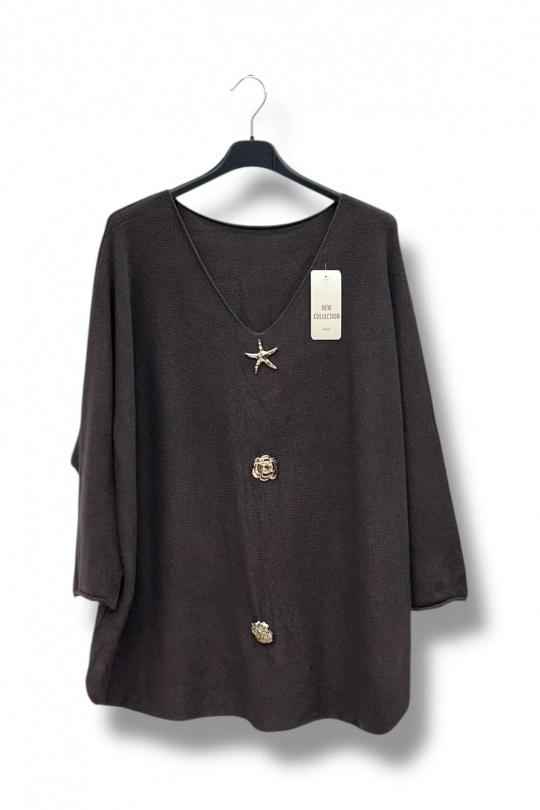 Maglione Donna Chocolate E&F (C&CE Fashion) EF8586-1 Efashion Paris