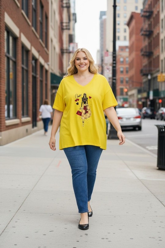 T-shirts Femme Jaune E&F (C&CE Fashion) EF9076-5 Efashion Paris