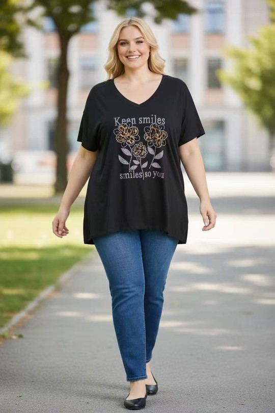 T-shirts Femme Noir E&F (C&CE Fashion) EF9076-14 Efashion Paris