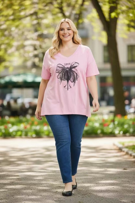 T-shirts Femme Rose E&F (C&CE Fashion) EF9076-15 Efashion Paris