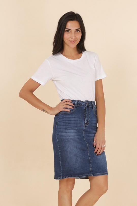 Jupes Femme Bleu YES BON SKM2107 Efashion Paris