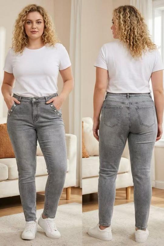 Jeans Women Grey YES BON SM2128-7 Efashion Paris