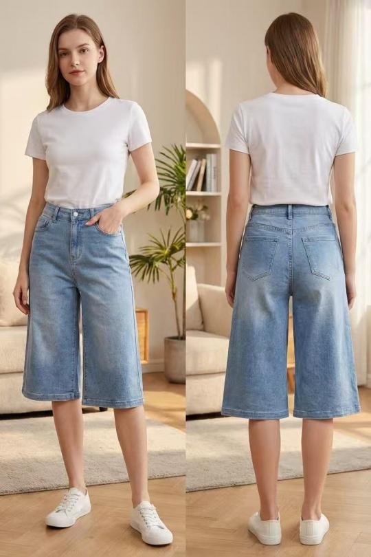 Pantacourts Femme Bleu YES BON ZA125 Efashion Paris