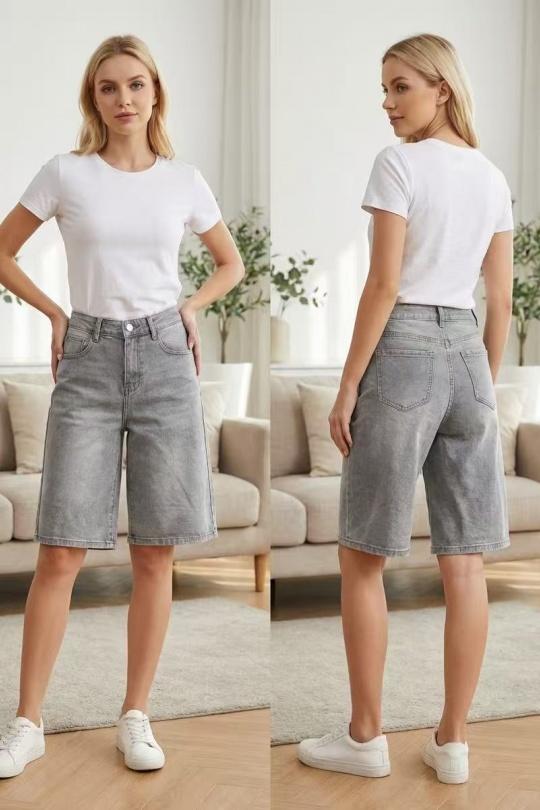 Pantacourts Femme Gris YES BON ZN070-3 Efashion Paris