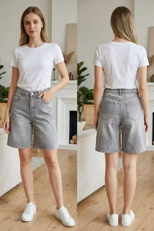 Pantacourts Femme Gris YES BON ZN072-3 Efashion Paris