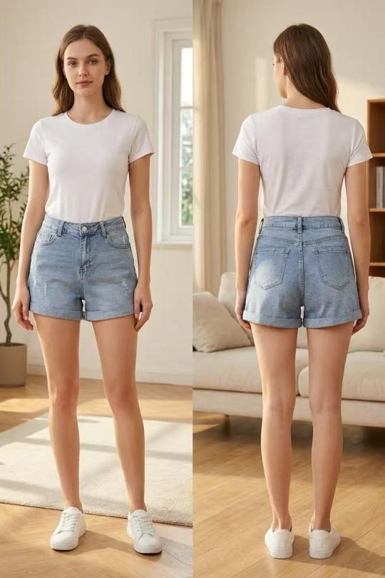 Shorts Femme Bleu YES BON ZN128 Efashion Paris