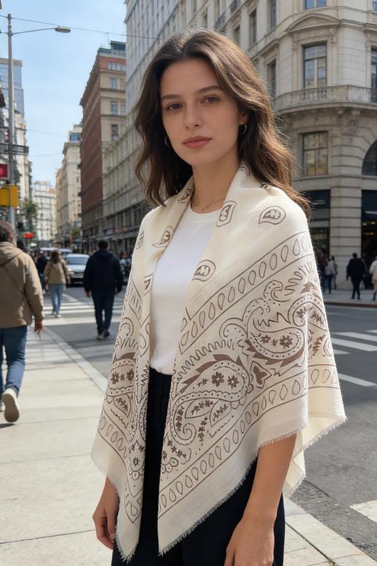 Foulards Accessoires Blanc/Bleu VS PLUS LS62456 Efashion Paris