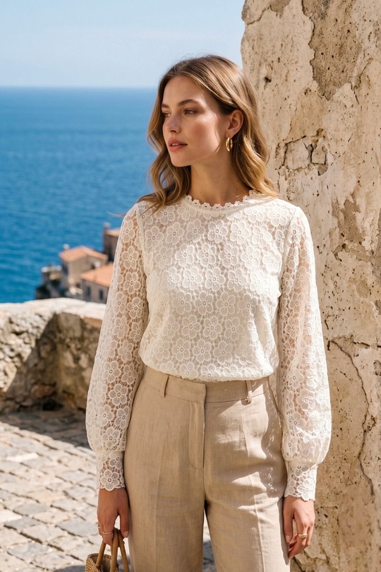 Tops Femme Beige MISS CHARM M2180 Efashion Paris