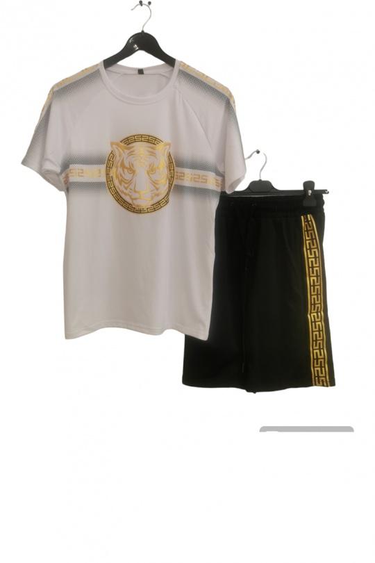 Shorts set Men White Kaline L-250 Efashion Paris