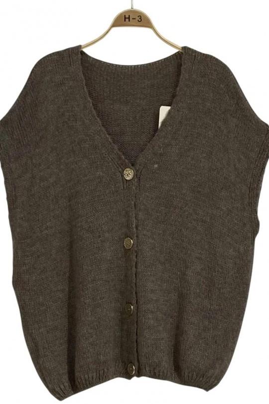 Gilets Femme Taupe H-3 8577 Efashion Paris