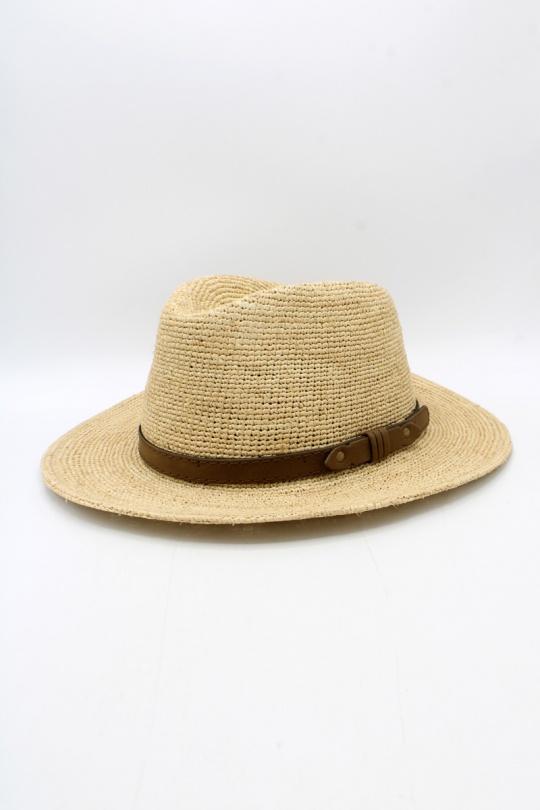 Cappelli Accessori Natural Hologramme Paris PAILLE – ART 931 RAFFIA CROCHET CUIR Efashion Paris
