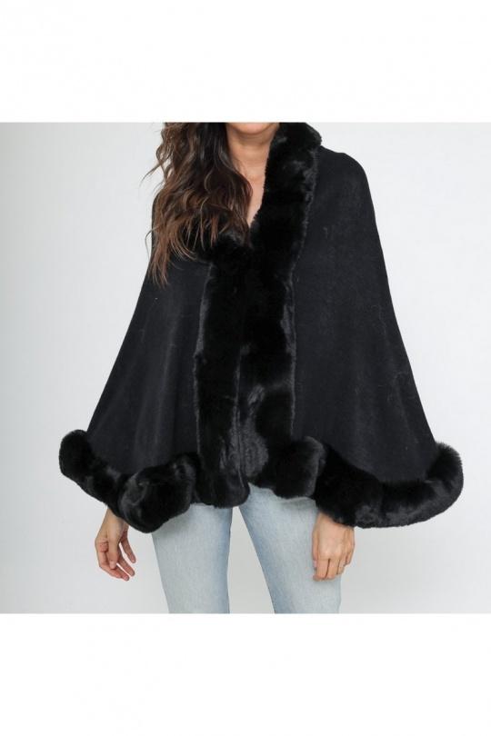 Capes and ponchos Women Black LX MODA MH-153 Efashion Paris