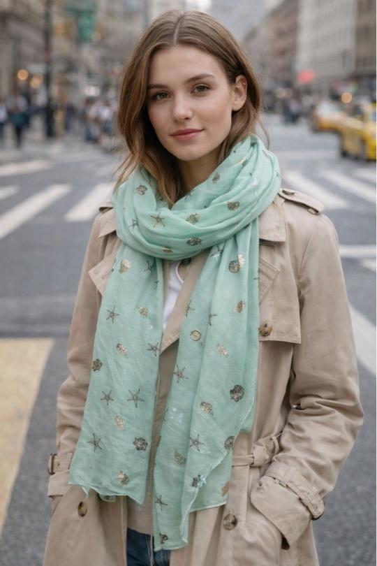 Écharpes Accessoires Vert d eau LX MODA WCH-373 Efashion Paris