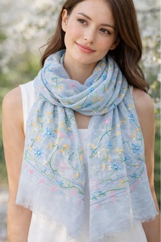 Foulards Accessoires Bleu ciel LX MODA WAN-2741 Efashion Paris