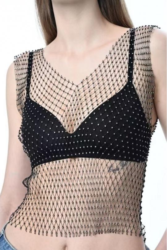 Tops Femme Noir LX MODA YF-620V Efashion Paris