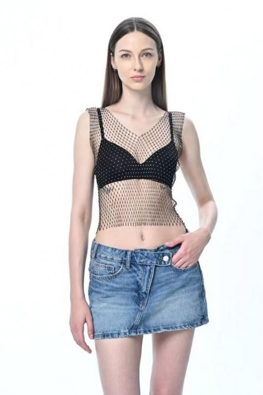 Tops Femme Noir LX MODA YF-620V Efashion Paris