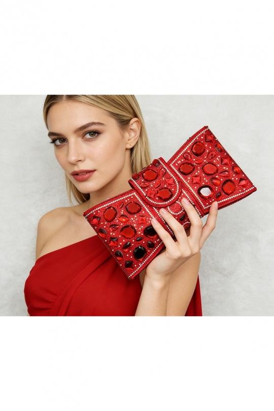 Pochettes Maroquinerie Rouge LX MODA BYH-940. Efashion Paris