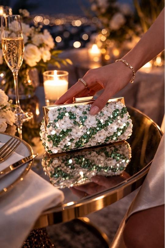 Pochettes Maroquinerie Vert LX MODA BMN-1248 Efashion Paris