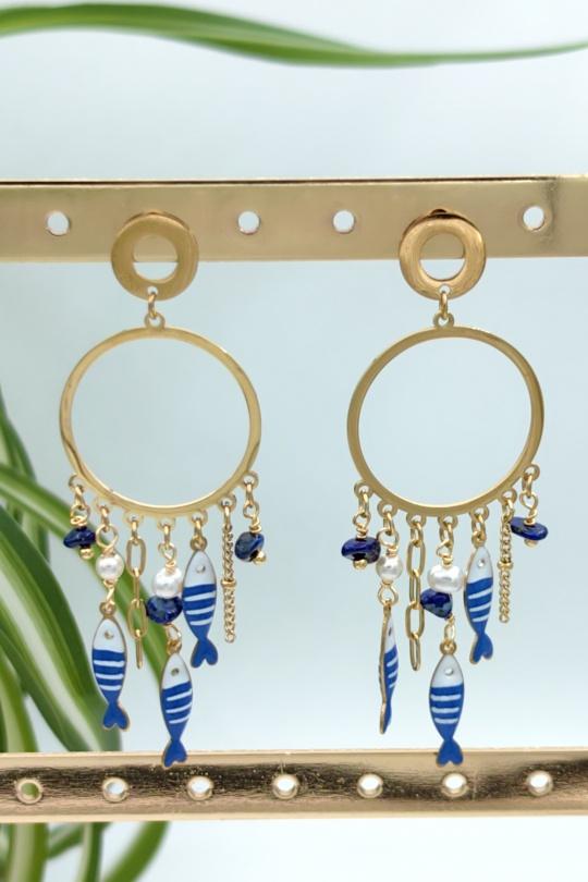 Boucles d'oreilles Accessoires Bleu GLAM CHIC 6BO049-12 Efashion Paris