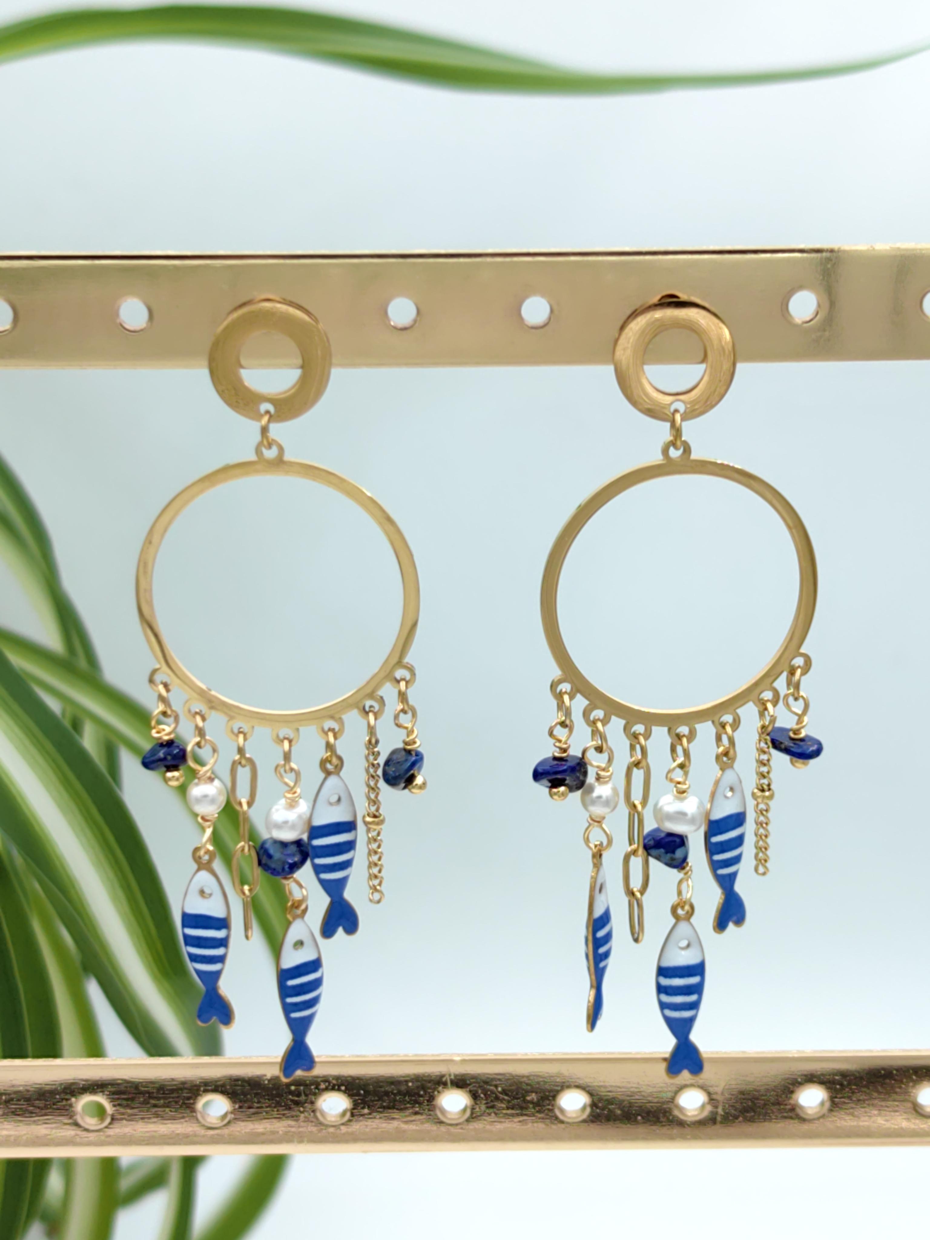 Boucles d'oreilles Accessoires Bleu GLAM CHIC 6BO049-12 #c Efashion Paris