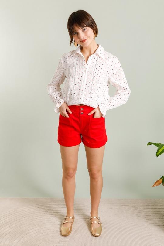 Shorts Women Red GRACIELA SH7113-1 Efashion Paris