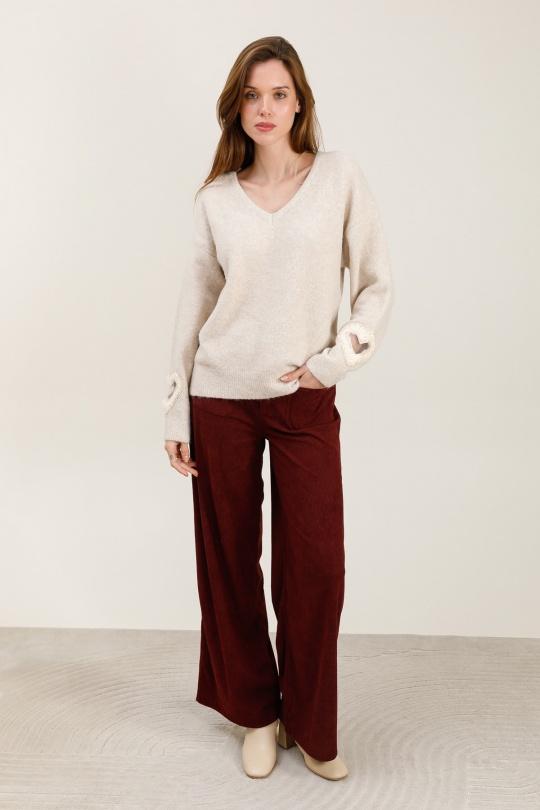 Trousers Women Burgundy GRACIELA 9930 Efashion Paris