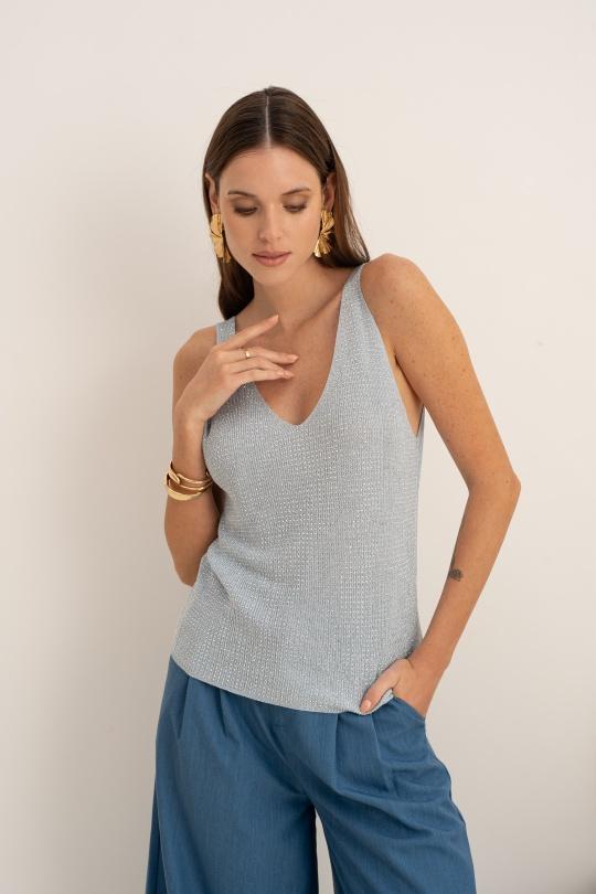Débardeurs Femme Bleu ciel GRACIELA T8217 Efashion Paris