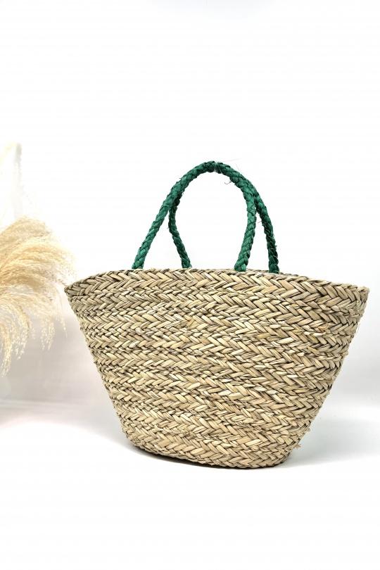 Cabas Maroquinerie Vert TOP DESIGN PANIER EN PAILLE DE PAPIER BRODERIES MULTICOLORES  SUMMER PARTY SC2609 Efashion Paris