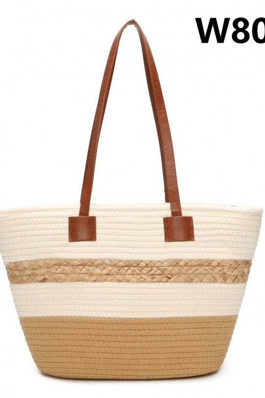 Cabas Maroquinerie Blanc/Beige MILANO BAG W8051 Efashion Paris