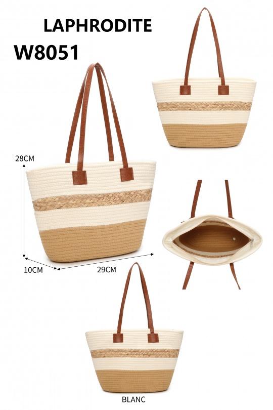 Cabas Maroquinerie Blanc/Beige MILANO BAG W8051 Efashion Paris