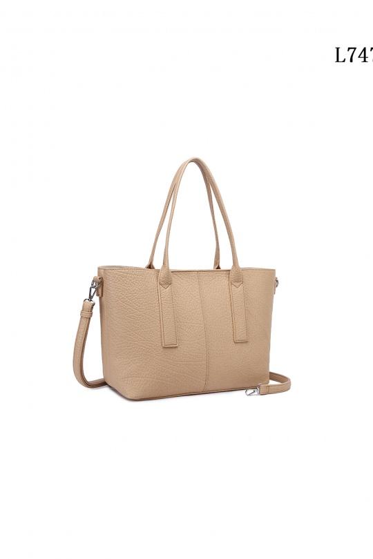 Cabas Maroquinerie Taupe clair MILANO BAG L747 Efashion Paris