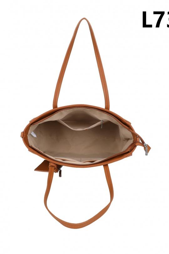 Cabas Maroquinerie Camel MILANO BAG L739 Efashion Paris