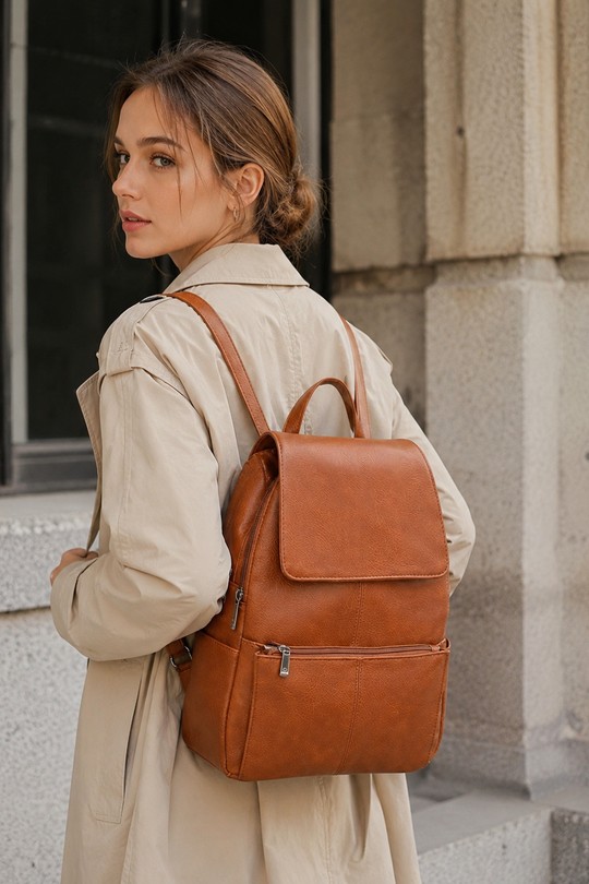 Sac à dos Maroquinerie Taupe foncé MILANO BAG 7053 Efashion Paris