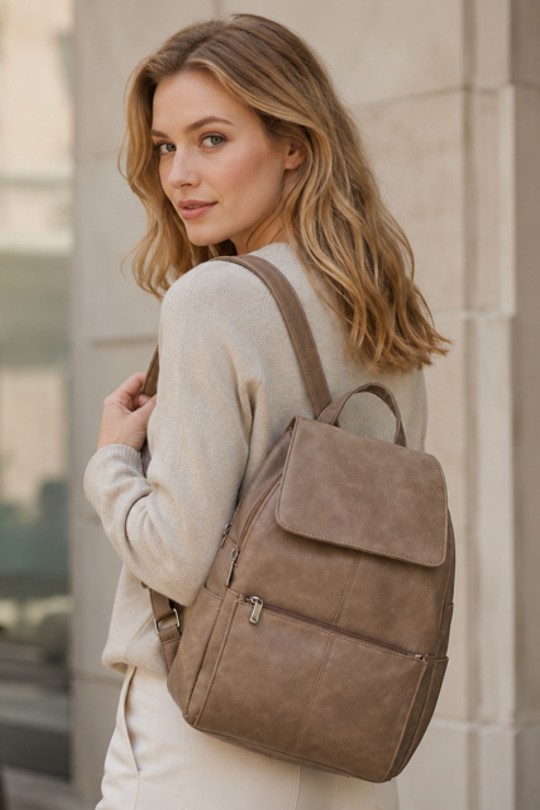 Sac à dos Maroquinerie Taupe foncé MILANO BAG 7053 Efashion Paris