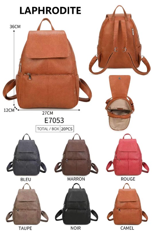 Sac à dos Maroquinerie Taupe foncé MILANO BAG 7053 Efashion Paris