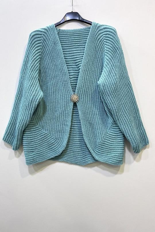 Cardigan Donna Turquoise CHEN MODE 31 Efashion Paris